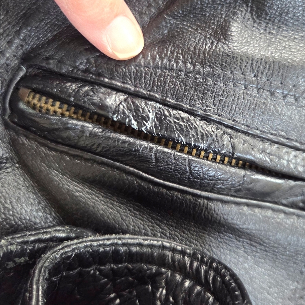 Vintage Patchwork Leather Bomber Jacker Mens Larg… - image 6